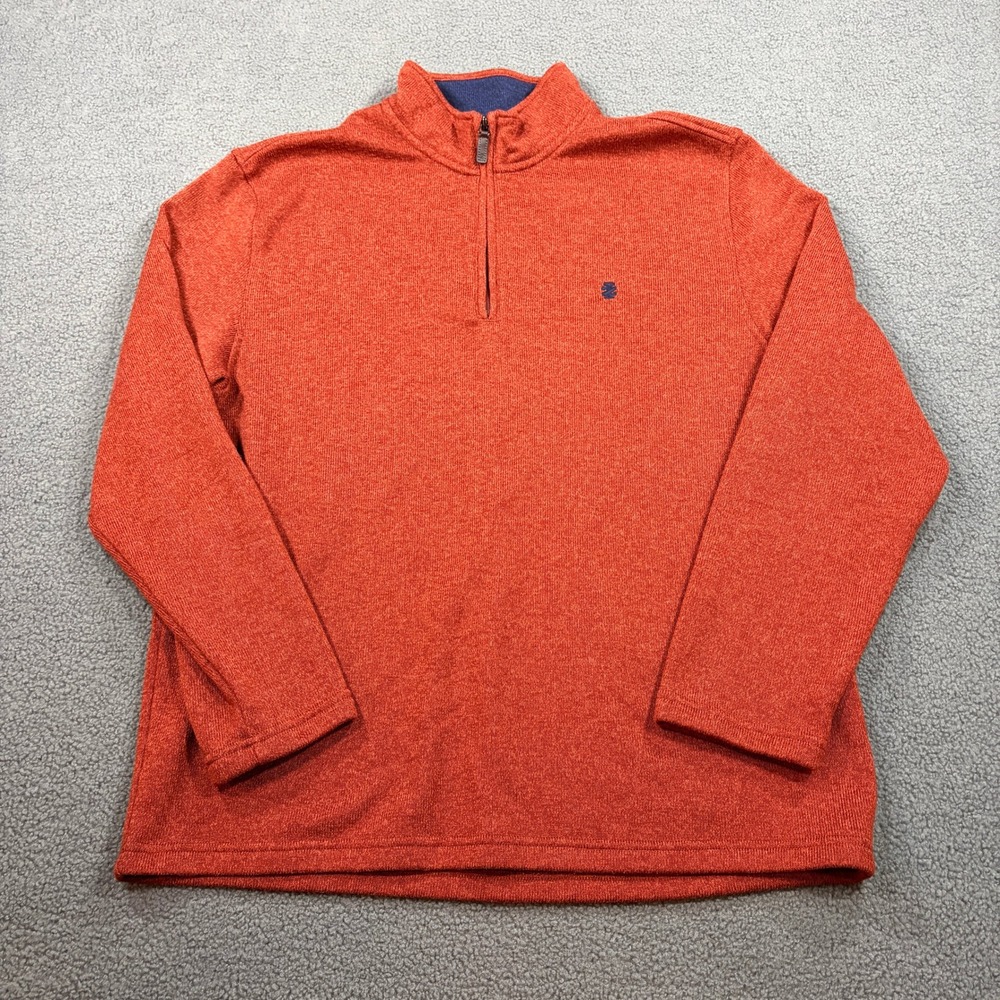 IZOD Sweater Mens XL Orange Quarter Zip Pullover Knit Mock Neck 46IZFHB8SR642